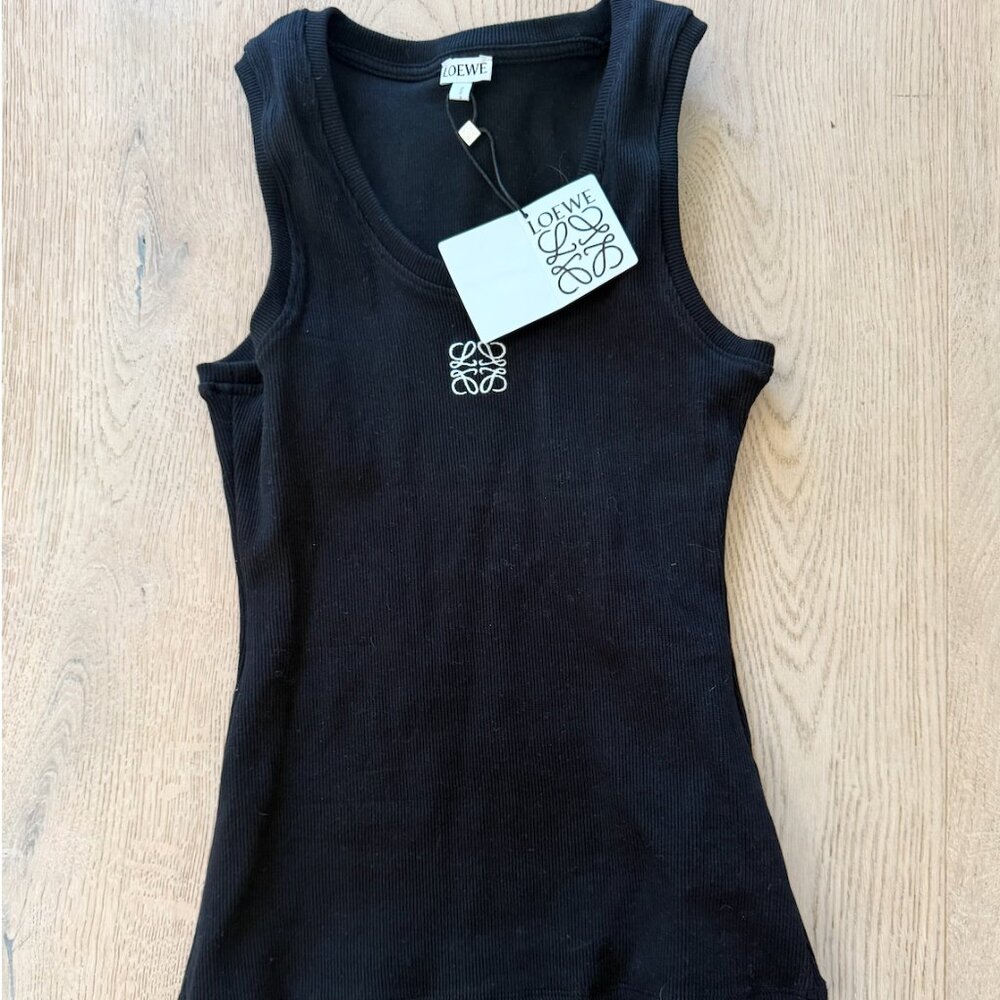 Loewe Black Anagram Embroidery Rib Knit Tank Top